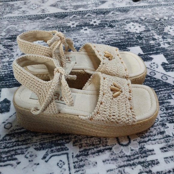 MUDD Vintage Y2K Crochet Beaded Bohemian Espadrille Sandals - Picture 2 of 7